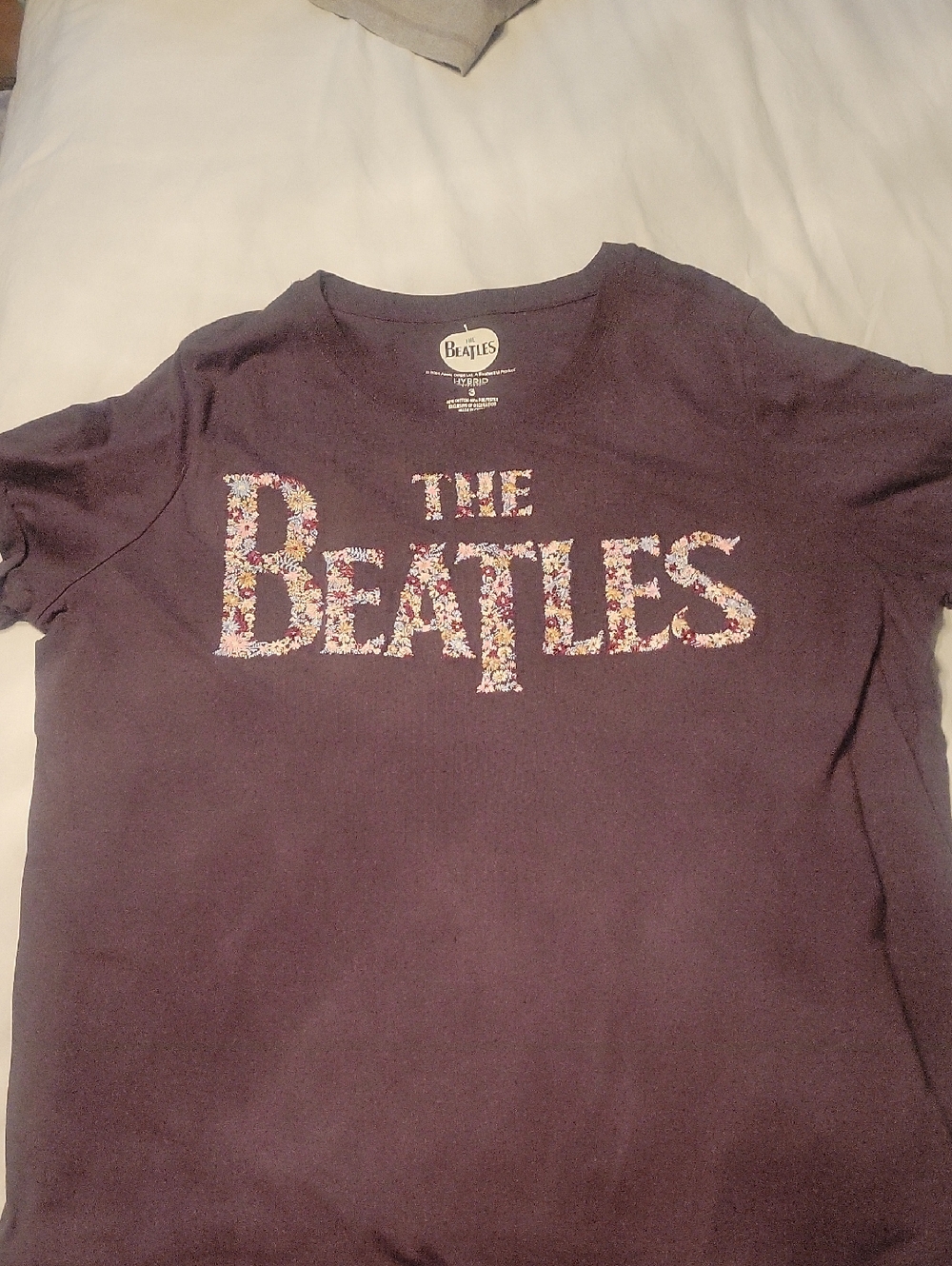The Beatles Purple Kids Short-Sleeve Tee with Floral Logo